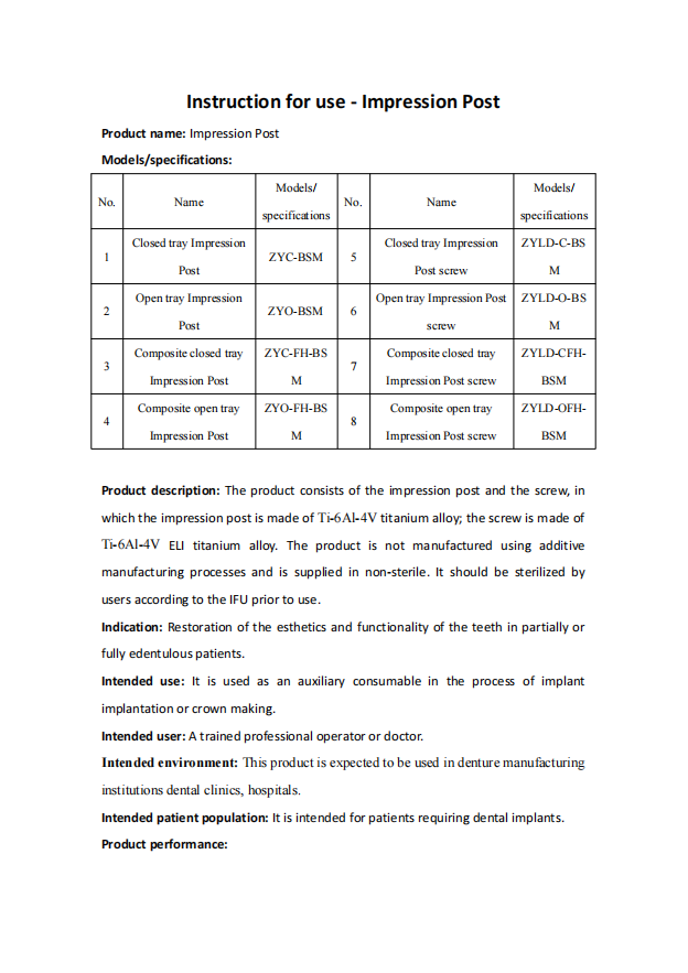 BSM_Implant_Impression Post_Instruction for use_EN 20251211